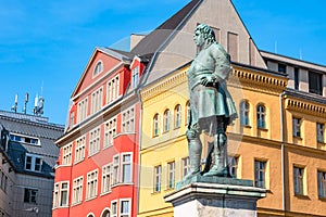 Monument of famous German composer George Frideric Handel in Hal