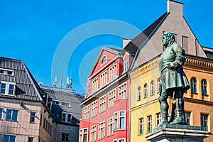 Monument of famous German composer George Frideric Handel in Halle