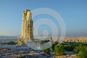 Monument of Filopappou (or Philopappou) in Athens Greece...IMAGE