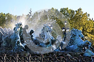 Monument with a fountain erected to honor Girondin revolutionaries located in the Place des Quinconces,  Bordeaux, France photo