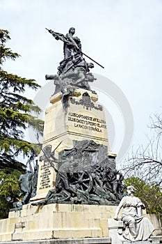 Monument in front of the Alcazar castle in Segovia