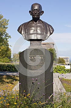 Monument GANDHI in downtown Quebec City, Quebec, Canada