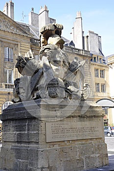 Liberation Memorial Monument from Place d` Armes square in Downtown of Metz City of France photo