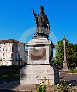 Monument of Gerbert of Aurillac, pope Sylvester II in Aurillac town