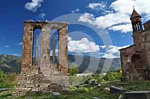 Monument - gravestone in Odzun monastery. Armenia