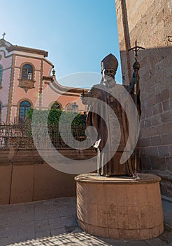 Monument in homage to Pope John Paul II in Basilica of Leon Guanajuato Mexico.