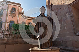 Monument in homage to Pope John Paul II in Basilica of Leon Guanajuato Mexico.