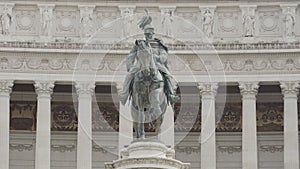 Monument in honor of the first king of the united Italy Victor Emmanuel II. Action.Beautiful Venice Square in Rome with