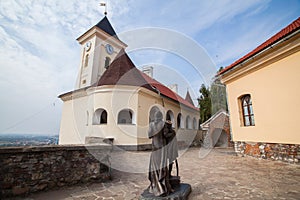 Monument of Ilona Zrinyi and her son Ferenc Rakoczy in Mukacheve castle, Ukraine