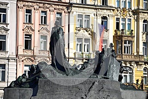 Monument of Jan Hus on the Old town Square in Prague, Czech Republic