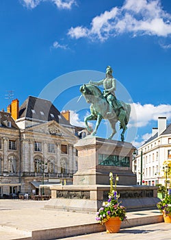 Monument of Jeanne d`Arc on Place du Martroi in Orleans, France photo