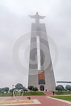 Monument of Jesus Christ at National Shrine of Christ the King at cloudy day