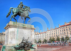 The monument of king louis 14 of France, Place bellecour, Lyon, France