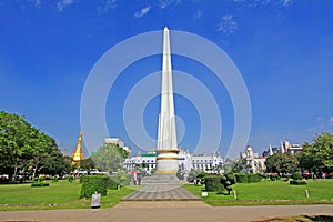 Monument At Maha Bandula Park And City Hall, Yangon, Myanmar