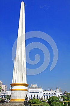 Monument At Maha Bandula Park And City Hall, Yangon, Myanmar