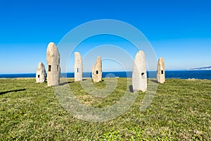 monument of the menhirs in La Coruna, Spain