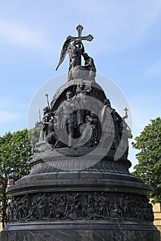Monument Millennium of Russia in the Kremlin in Veliky Novgorod.