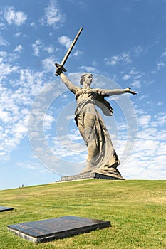 The monument the Motherland calls of the Mamaev Kurgan in Volgograd.