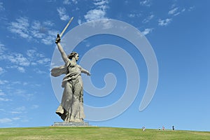 The monument the Motherland calls of the Mamaev Kurgan in Volgograd