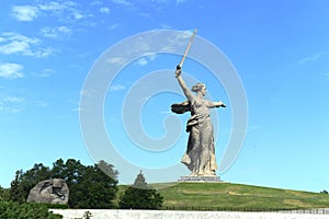 The monument the Motherland calls of the Mamaev Kurgan in Volgograd