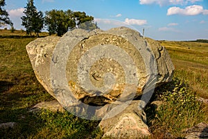 The monument of nature is megalith `Horse Stone` Kon kamen in the valley of the Krasivaya Mecha River