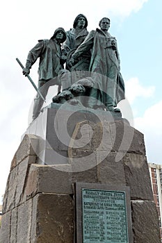 Monument on the Novorossiysk embankment to the crew of the seiner `Urup` who died during a hurricane in 1953