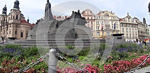 A monument o Jan Hus in old town square, Pragues, Czech