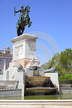 Monument on Plaza de Oriente in Madrid photo