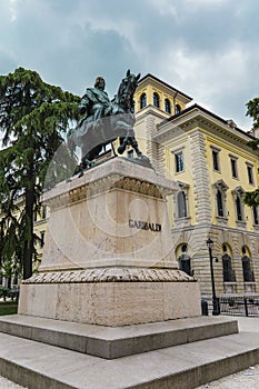 Monument of poet Dante Alighieri in the Piazza dei Signori in Verona, Italy