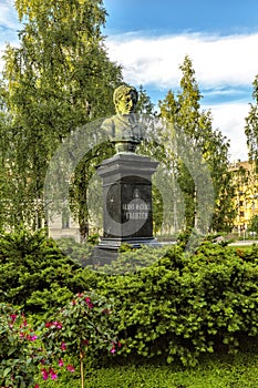 Monument of poet Frans Michael Franzen in Oulu. Finland. photo