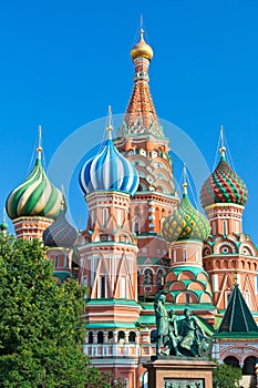 Monument and Pokrovsky Cathedral in Mosc