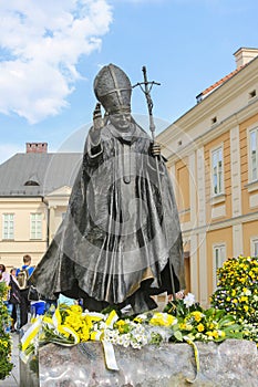 Monument of Pope John Paul II in his home town city Wadowice, Po