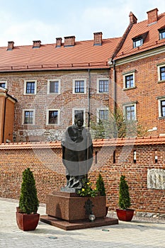 Monument of Pope John Paul II at the Wawel Royal Castle, Krakow, Poland.