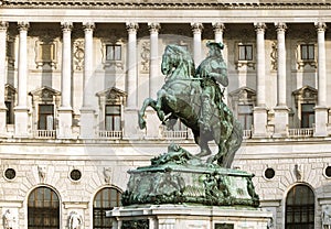 Monument of the Prince Eugene on Heldenplatz in Hofburg, Vienna