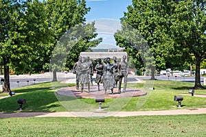 A monument in remembrance of the Little Rock Nine in Little Rock, Arkansas