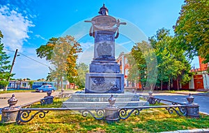 Monument at the resting place of Peter I in Poltava, Ukraine