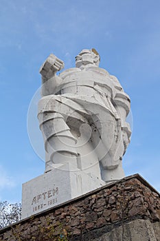 Monument revolutionary Fyodor Sergeyev Artem. Svyatogorsk, Ukraine