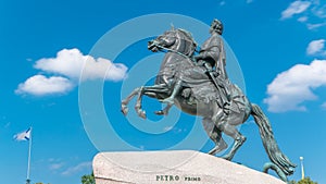 Monument of Russian emperor Peter the Great, known as The Bronze Horseman timelapse, Saint Petersburg , Russia