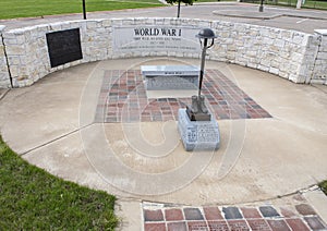 Monument for soldiers who died in World War I in the Veteran`s Memorial Park, Ennis, Texas