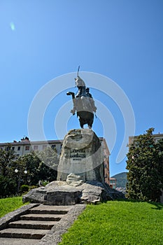 Monument and a statue for Guiseppe Garibaldi in La Spezia in Italy