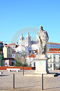 The monument on the street in Lisboa photo
