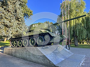 Monument - a tank commemorating the entry into Dubienka in 1944 of the units of the 2nd Infantry Division of the Polish Army. Jan