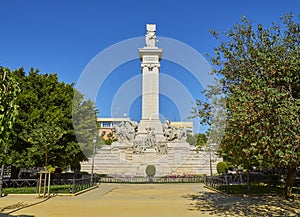 Monument to the 1812 Spanish Constitution in the Plaza de Espana Square. Cadiz, Spain