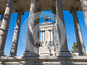 Monument to Alfonso XII in Buen Retiro Park on sunny day, Madrid