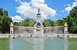 Monument to Alfonso XII in Buen Retiro Park on sunny day, Madrid, Spain photo