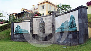 Monument to Antero de Quental, 19th-century famous Portuguese poet, philosopher, and writer, Ponta Delgada, Sao Miguel, Azores, Po