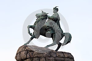 Monument to Bogdan Khmelnitsky an original symbol of Kiev. Ukraine