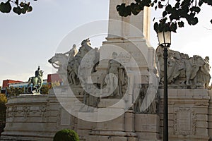 Monument to the Cadiz Constitution in the Plaza de Espana, Cadiz, Spain.