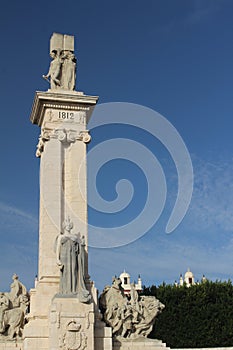 Monument to the Cadiz Constitution in the Plaza de Espana, Cadiz, Spain.