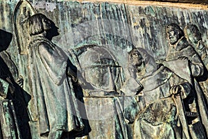 Monument to Columbus in Barcelona in Spain